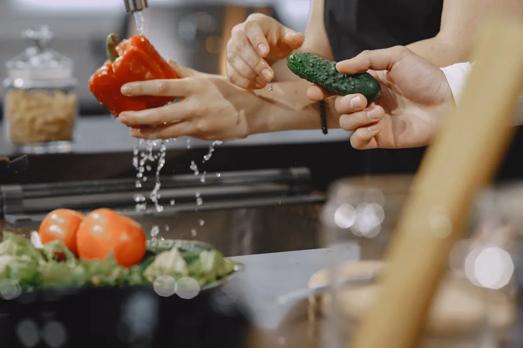 Preparing healthy organic dog meals in a clean kitchen